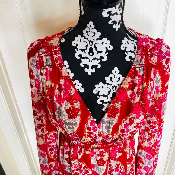 Sophie Max Floral Flowy Handkerchief Hem Maxi Dress Small - Picture 2 of 16